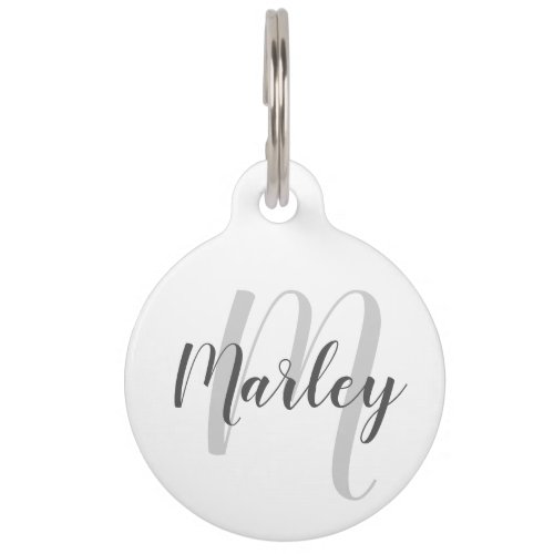 Pets Name Monogram with Owners Contact QR Code Pet ID Tag