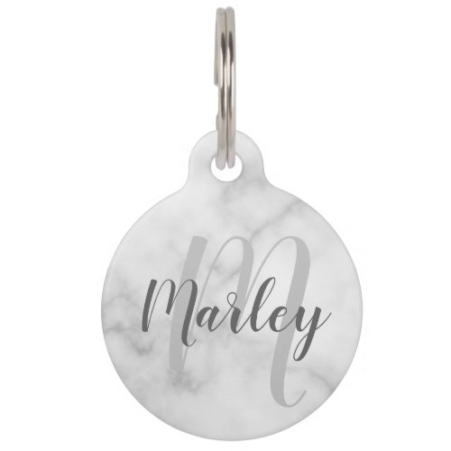 Pets Name Monogram with Owners Contact QR Code Pet ID Tag