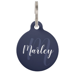 Pet's Name, Monogram with Owner's Contact QR Code Pet ID Tag