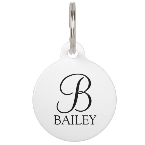 Pets Name Monogram with Owners Contact QR code Pet ID Tag