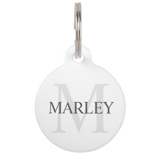 Pets Name Monogram with Owners Contact QR Code Pet ID Tag