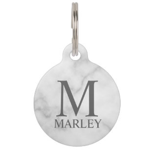 Pet's Name, Monogram with Owner's Contact QR code Pet ID Tag