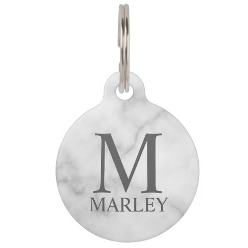 Pets Name Monogram with Owners Contact QR code Pet ID Tag