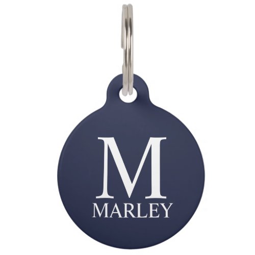 Pets Name Monogram with Owners Contact QR code Pet ID Tag