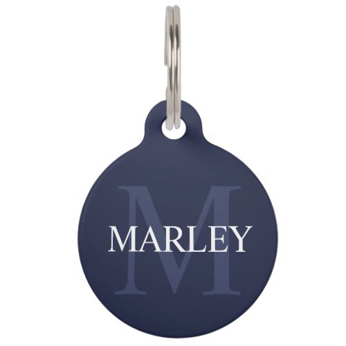 Pets Name Monogram with Owners Contact QR Code Pet ID Tag