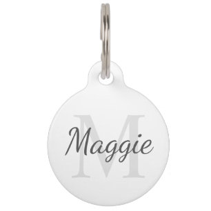 Pet's Name, Monogram with Owner's Contact QR code Pet ID Tag