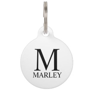 Pet's Name, Monogram with Owner's Contact QR code Pet ID Tag