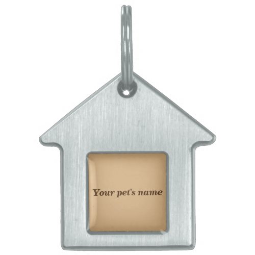 Pets Name on Light Brown Background House Shape Pet ID Tag