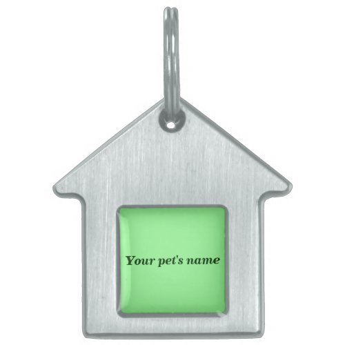Pets Name on Light Green Background House Shape Pet ID Tag