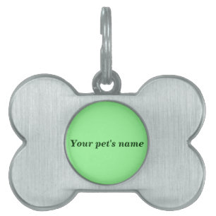 Pet's Name on Light Green Background on Bone Shape Pet ID Tag