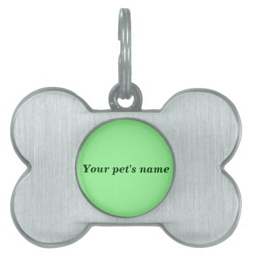 Pets Name on Light Green Background on Bone Shape Pet ID Tag