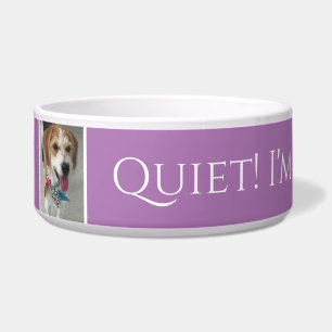Pet's Name/Photo Quiet! I'm Eating! Funny Lavender Bowl