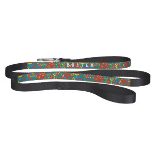 Pet's Name Red Blue Yellow Green Hot Mess Colorful Pet Leash