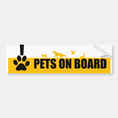 PETS ON BOARD BUMPER STICKER