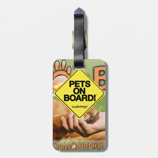 Pets On Board™ Luggage Tag, Sign & Logo Tag (Back Vertical)