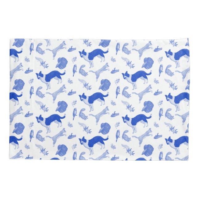 Pets on Parade Pillow Case (Blue)  (Back)
