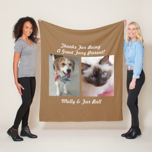 Pets or Family Photos Message  Names Lt Brown Fleece Blanket