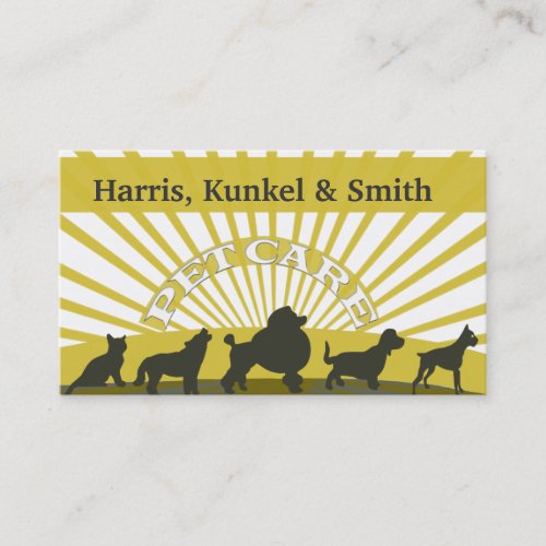 Cats and Dogs Sunshine Party - Pet Care Business Cards
