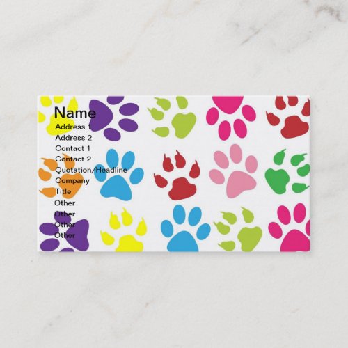 Pets paw print pattern business card