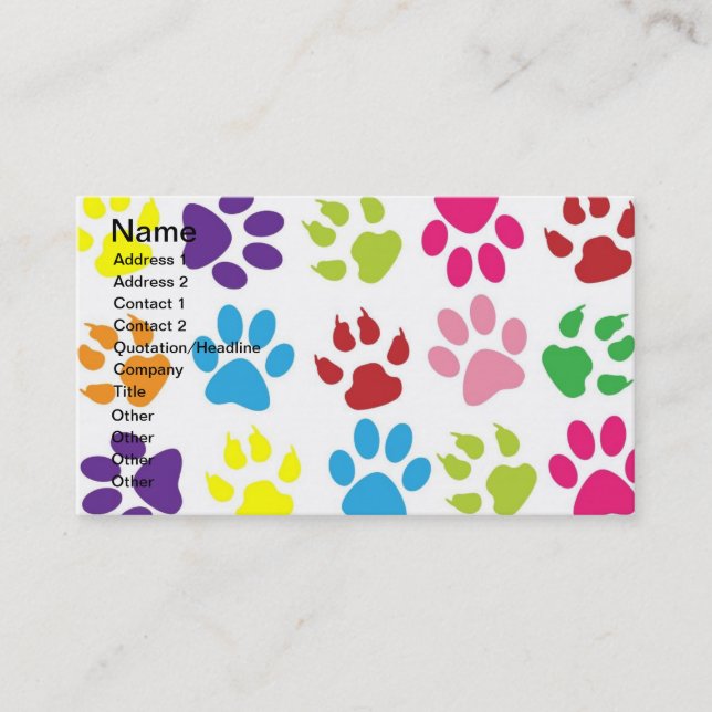 Pets paw print pattern business card (Front)