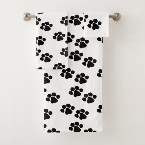 Pets Paw Prints Bath Towel Set