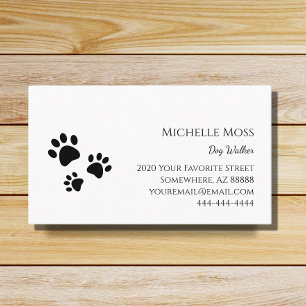 Pets Paw Prints Black White Dog Walker Business Card