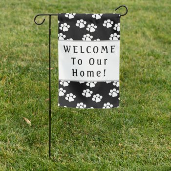 Pets Paw Prints Welcome   Garden Flag by bonfireanimals at Zazzle