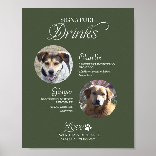 Pets Photo Signature Drinks Wedding Sign