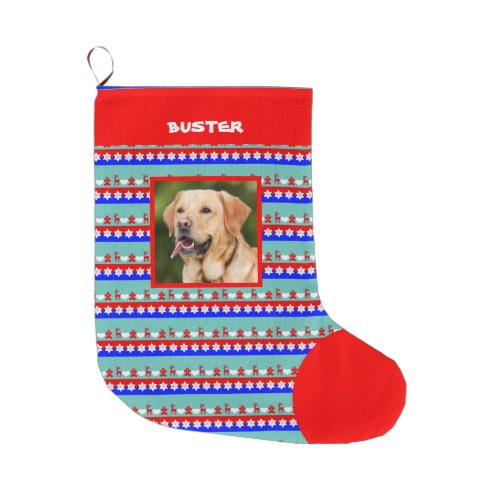 Pets Photo Traditional Christmas Patterned Christ Large Christmas Stocking