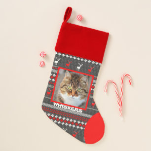 Pet's Photo Traditional Christmas Patterned Stocking