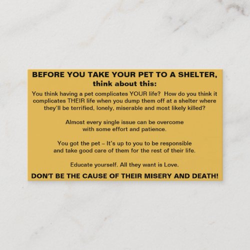 Pets Shelter Info Business Card