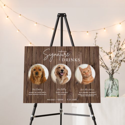 Pets Signature Drink Sign Rustic Wedding Bar Sign