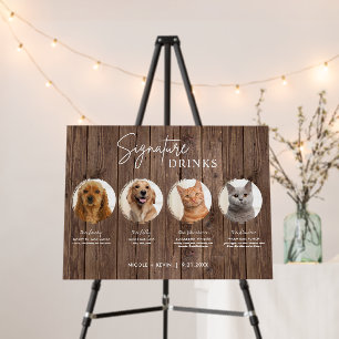Pets Signature Drinks Sign Rustic Wedding Bar Sign