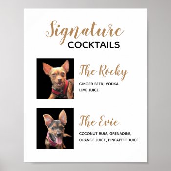 Pets Signature Drinks Wedding Cocktail Menu Poster by INAVstudio at Zazzle