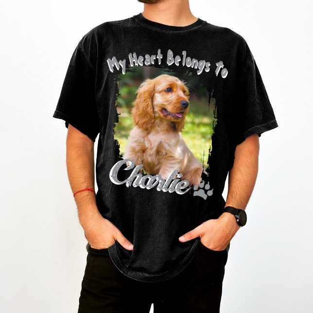 Pet's Simple Cool Typography, My Heart Belongs To T-Shirt (Creator Uploaded)