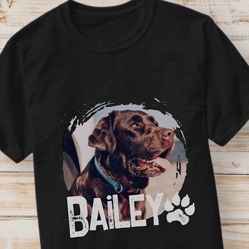 Pets Simple Modern Cool Grunge Name and Photo T_Shirt