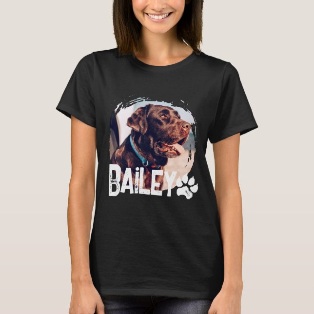 Pets Simple Modern Cool Nge Name And Photo  T-Shirt (Front)
