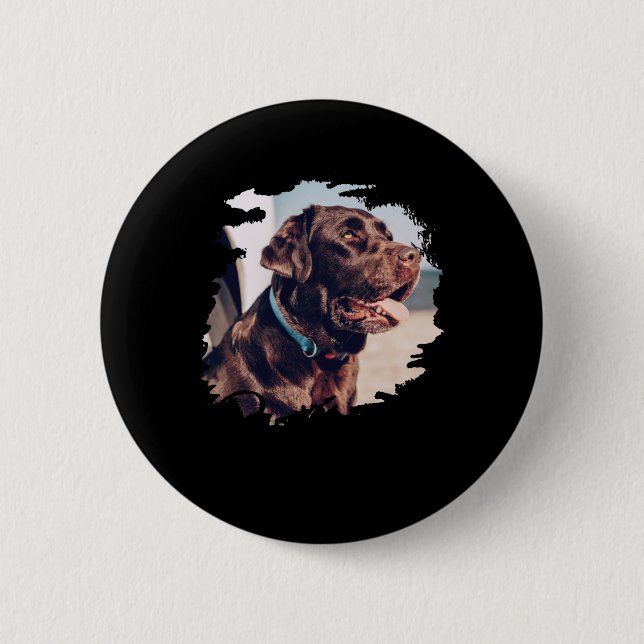 Pets Simple Modern Cool Tygraphy Name And Photo  Button (Front)