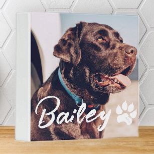 Pet's Simple Modern Cool Typography Name and Photo 3 Ring Binder
