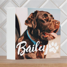 Pet&#39;s Simple Modern Cool Typography Name and Photo 3 Ring Binder