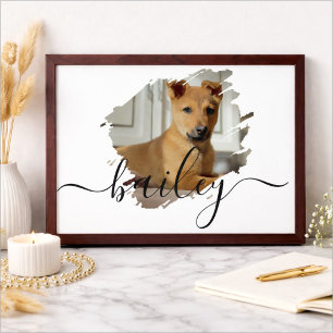 Pet's Simple Modern Cool Typography Name and Photo Award Plaque