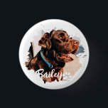 Pet's Simple Modern Cool Typography Name and Photo Button<br><div class="desc">This simple and modern design is composed of modern simple playful script typography. Add custom pet photo.</div>