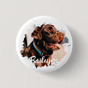 Pet's Simple Modern Cool Typography Name and Photo Button