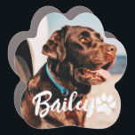 Pet's Simple Modern Cool Typography Name and Photo Car Magnet<br><div class="desc">This simple and modern design is composed of modern simple playful script typography. Add custom pet photo.</div>
