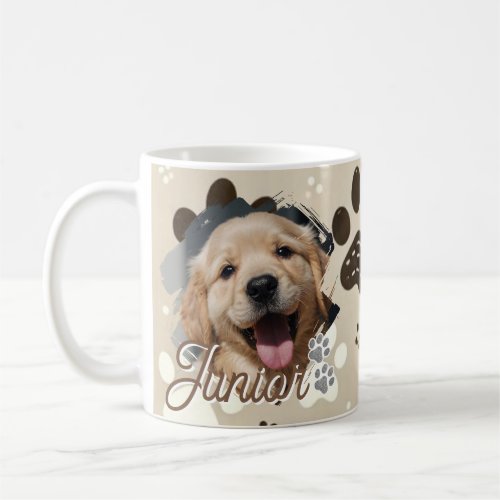 Pet's Simple Modern Cool Typography Name and Photo Coffee Mug