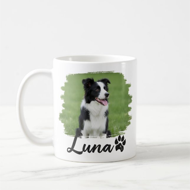 Pet's Simple Modern Cool Typography Name and Photo Coffee Mug (Left)