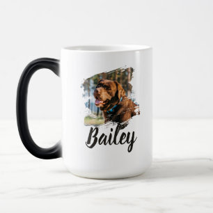 Pet's Simple Modern Cool Typography Name and Photo Color Morph Mug