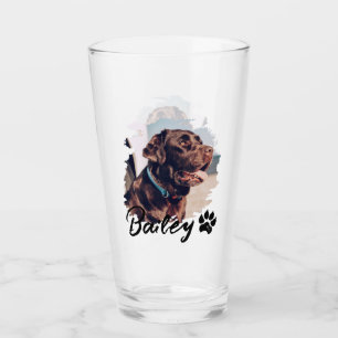Pet's Simple Modern Cool Typography Name and Photo Glass