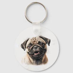 Pet's Simple Modern Cool Typography Name and Photo Keychain