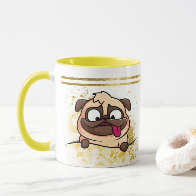 Pet's Simple Modern Cool Typography Name and Photo Mug (With Donut)